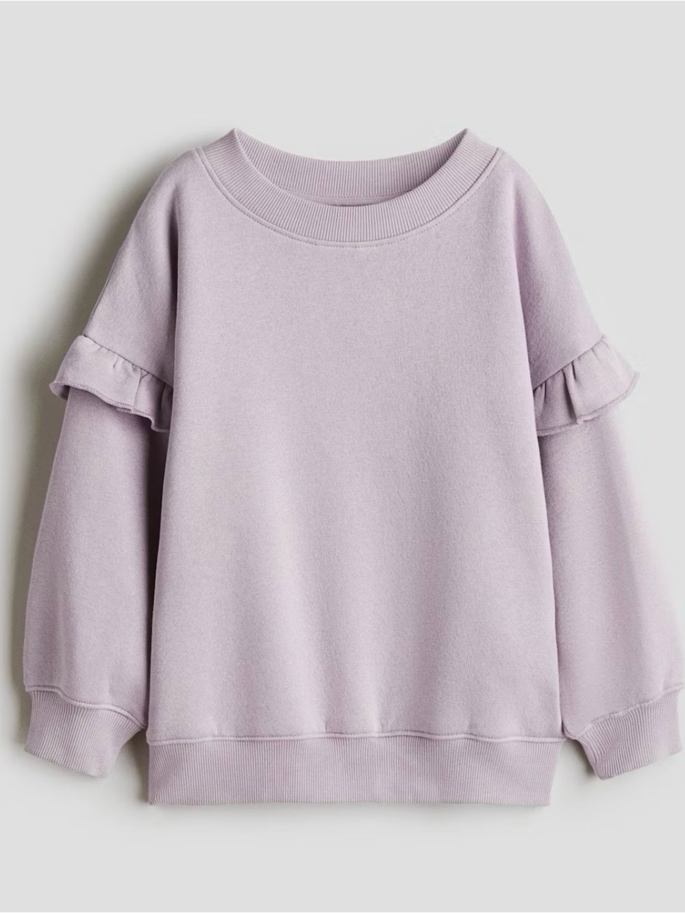 Girl’s New Ruffled Organic Cotton Sweatshirt in Light Purple Size 2T NWT